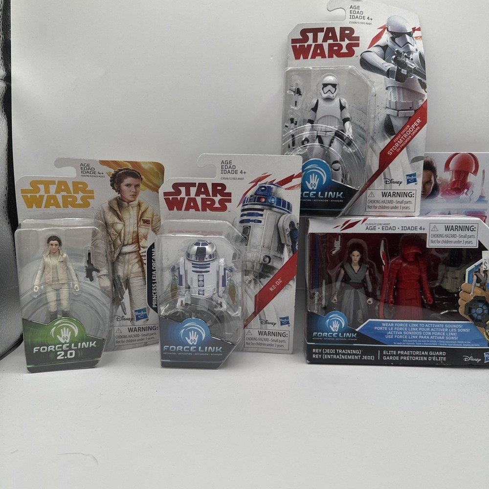 Star Wars Force Link Lot 4 Packs 5 Figures Leia R2-D2 Rey Stormtrooper NIP